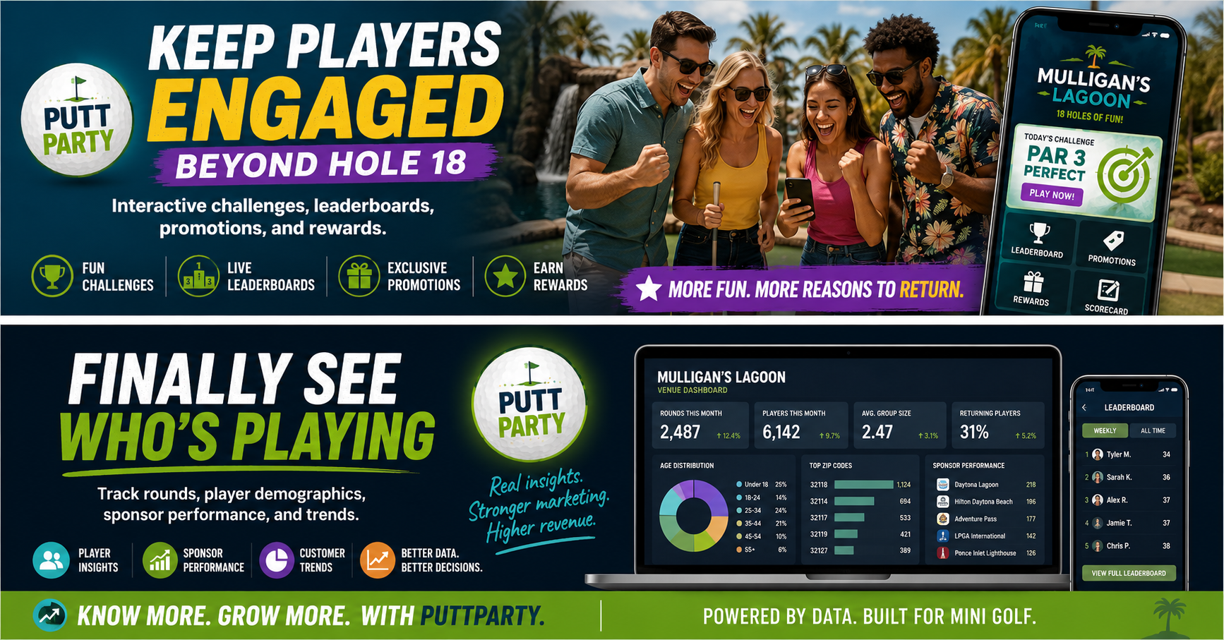 PuttParty venue welcome screen